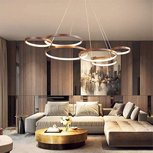 Chandelier ring 6 cercles pour grand salon éclairage LED réglable avec télécommande - 2