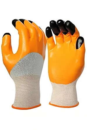 SR Heavy duty reusable Full Nitrile Coated work safety gloves for Industrial Gardening Agricultural Cleaning Gloves 1 Pair