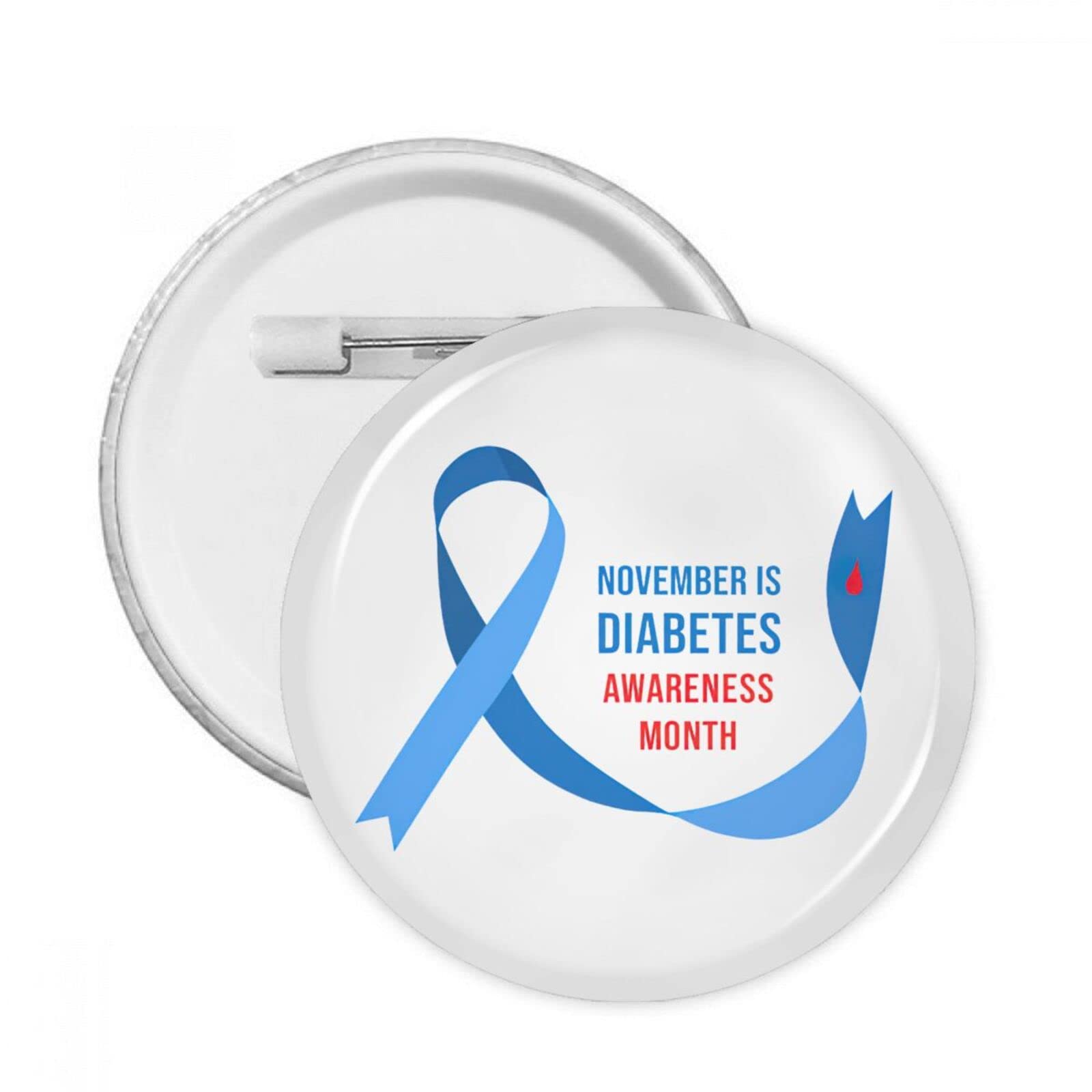 5 PCS Diabetes Awareness Ribbon Badge Button Pin Round for Clothes/Bags/Backpack/Hats/Jeans and More
