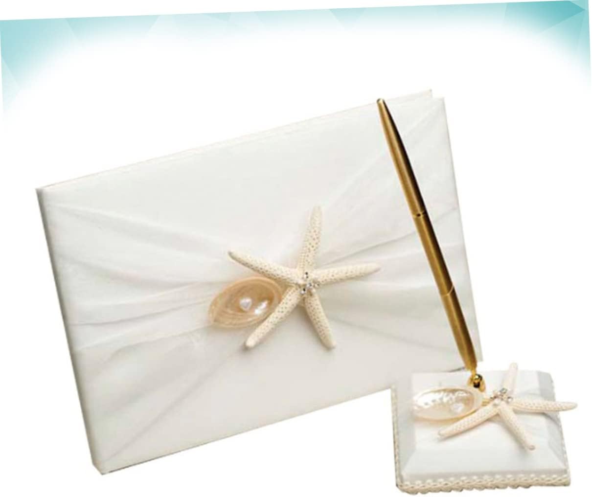 Beach Style Sign in Book for Wedding and Engagement Message Attendance Book with Pen Holder Elegant Guest Book for Beach Weddings and Special Events