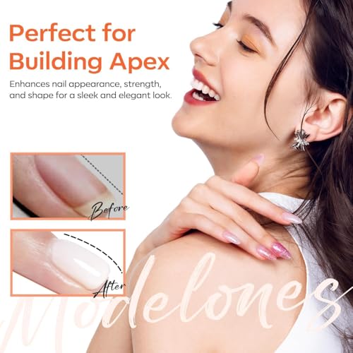 Image of modelones Milky White Rubber Gel Base Coat, 6 in One Builder for Strengthen Apex Building Extension Long Lasting Protect Color Based Gel Polish Manicure for Fragile Nails Art Home Salon