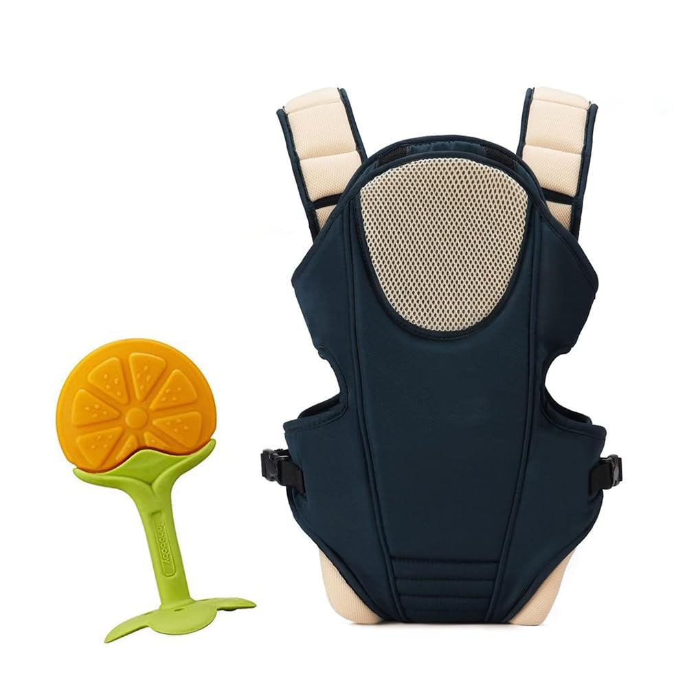 Mom's Pride Baby Carrier Bag for 0 to 3-Year Baby, with 3 Carry Positions for 0 to 12 Months Baby, Max Weight Up to 12 Kgs (Blue Carrier Bag & Teether)-image-24