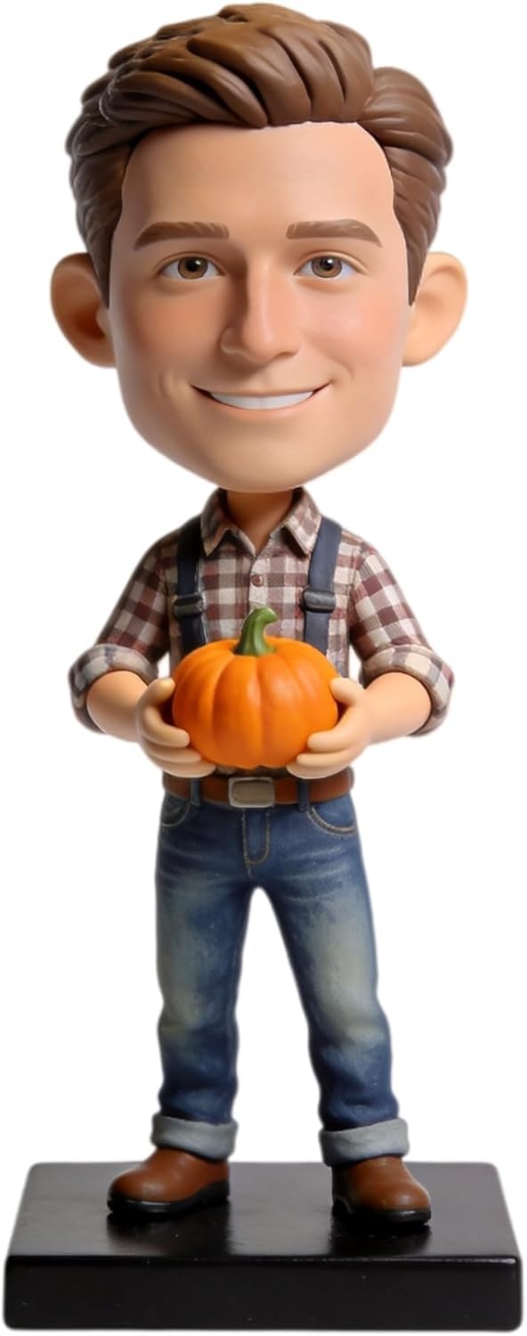 Figura 3D personalizada de granjero, figura 3D de la foto, estatua de cuerpo completo de arcilla polimérica hecha a mano con mini calabaza, regalo de jubilación de cumpleaños, recuerdo de