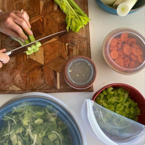 Image of Stasher Premium Reusable Silicon Stretch Lids Variety 4-Pack, Clear, 9 inch, 6.5 inch, 4.5 inch, 2.5 inch | Airtight Seal | Food Container Covers | BPA Free, Leak-free, Dishwasher Safe, Microwave Safe, Eco-Friendly