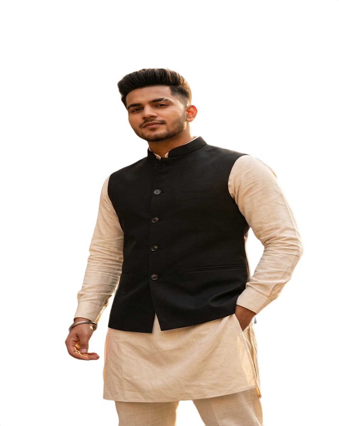 new-18 Men Ethnic Black Nehru Jacket, Bandhgala Waistcoat Sleeveless Blazer for Festive Wedding Outfit, Plus Size Nehru Jacket-picture-21