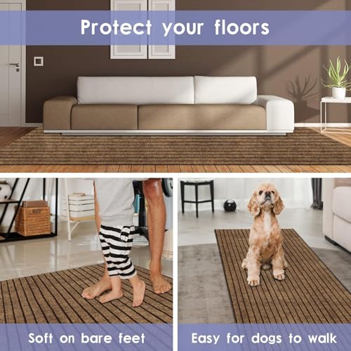 Image of Anti Slip Door Mat, Floor Mat for Living Room with Anti Slip Backing, Anti Skid Door Mats for Home, Kitchen, Entrance, Hospital, Bathroom Mat [Size 2x6 feet, Color Brown]