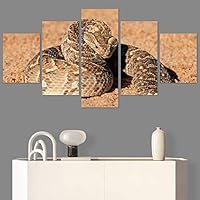 SIGNWIN 5 Panel Canvas Wall Art Modern Art Chic Expressive Frog Multicolor Photography Reptiles Snakes for Home Decorations Ready to Hang - 60