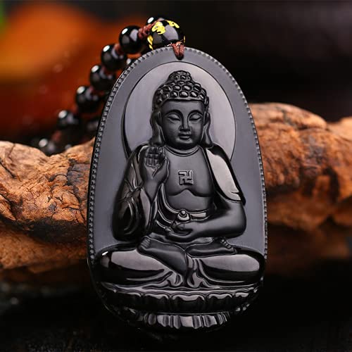 Collier Pendentif Bouddha Obsidienne Naturelle de qualité fine - 2