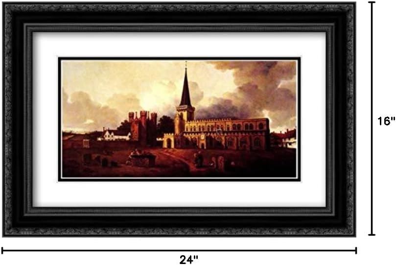 St. Mary'S Church Hadleigh 24x16 Black Ornate Frame and Double Matted Museum Art Print by Thomas Gainsborough