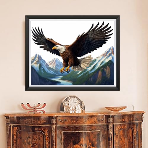 Image of DMCVIVR Stamped Cross Stitch Kits for Beginners Adults Needlepoint Kits for Beginners Embroidery Kits for Adults Crossstitch Kit for Beginners 11CT-Eagles Spread Wings 16x20 inch