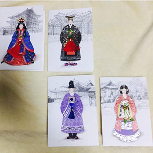 From&To Hanbok 6Pcs Korean Royal Family Dress Cards Sets Korea Souvenir Korean Clothes Traditional Greeting Cards Thank You Birthday Wedding Anniversary Invitation New Year Card &Envelope (Ft221) #TOP2