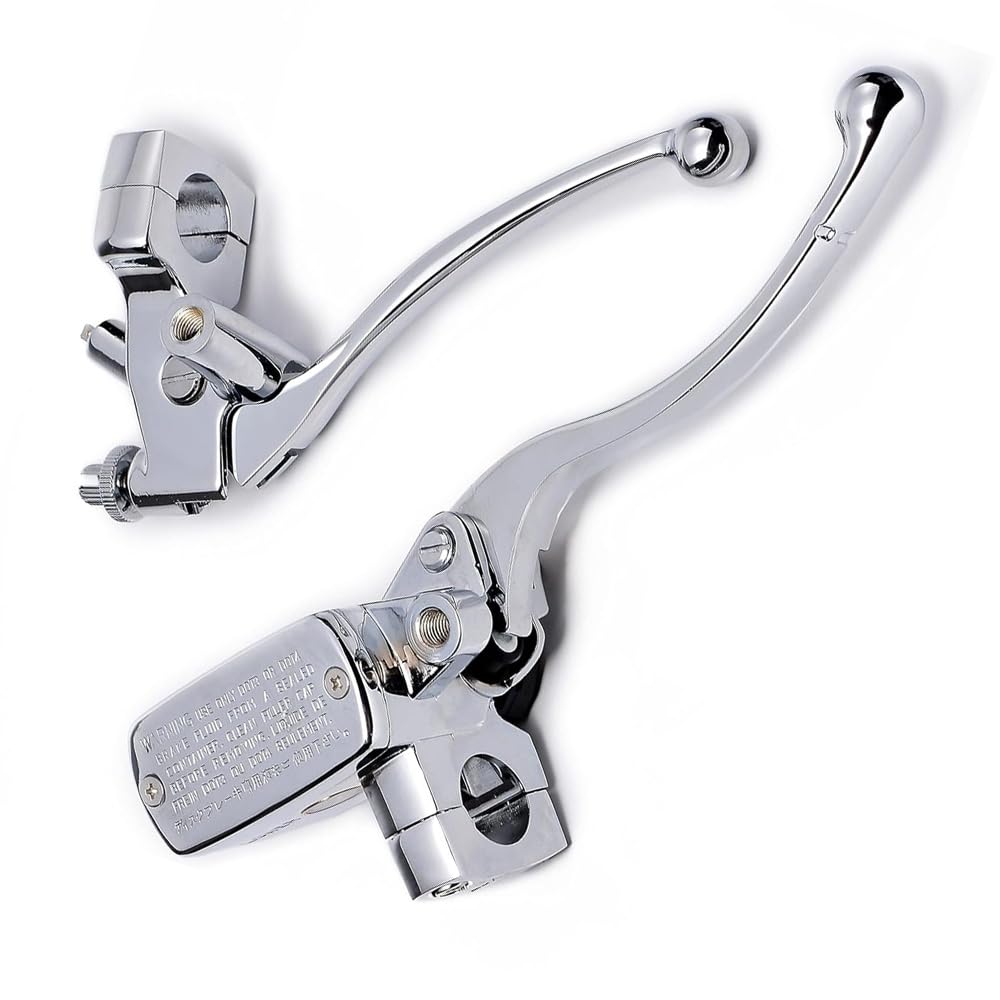 Baceyong Moto 25 mm Levier de maître-cylindre de frein et d'embrayage hydraulique Ensemble de poignées de moto Compatible avec la plupart des motos Chrome