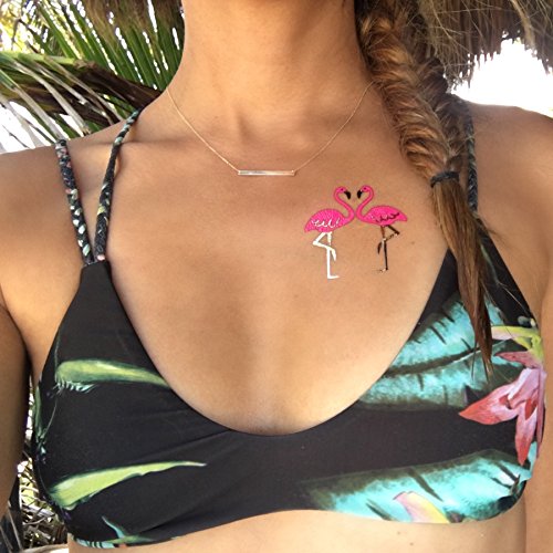 Flamingo Set Of 25 Premium Waterproof Pink And Metallic Gold Temporary Jewelry Foil Flash Tattoos- Flamingo Tattoo, Tropical Party, Luau, Kids Tattoo, Party Favors, Party Supplies, Beach #TOP5