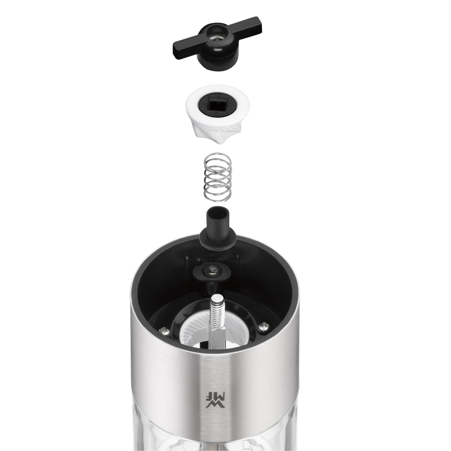 WMF Ceramill Elektrische Mühle 21,5 cm, Salz und Pfeffermühle elektrisch unbefüllt, Eichenholz Cromargan Edelstahl, Keramikmahlwerk