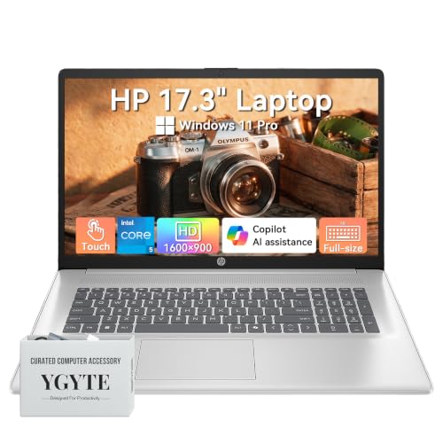 Image of HP 17 Inch Laptop Touchscreen Computer, 17.3 HD+ Business Laptop AI PC, Intel Core 5(10-Core, Beat i7-1355U), 32GB RAM 1TB SSD, Windows 11 Pro, Backlit Keyboard, USB-C(Displayport)&HDMI