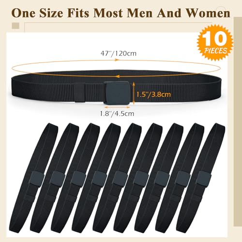 Tarpop 10 Pack Nylon Military Belts for Men Canvas Web Woven Waist Breathable Nylon Belt for Men, 47 Inch2