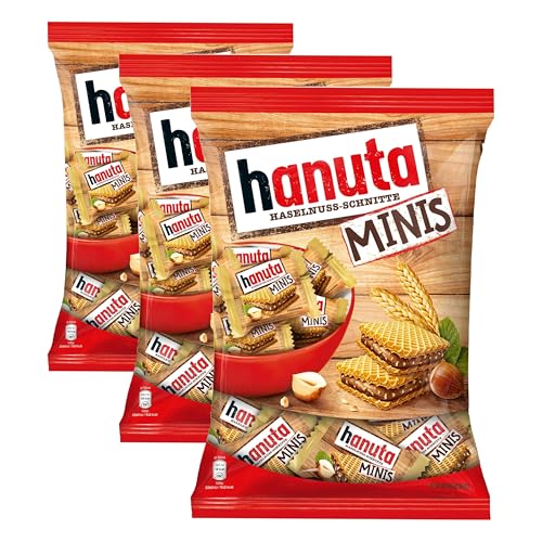 Hanuta Minis - einzeln verpackte knusprige Mini Haselnuss Schnitte - knusprige Waffeln mit zarter Haselnusscreme – Snack für zwischendurch – 200 g
