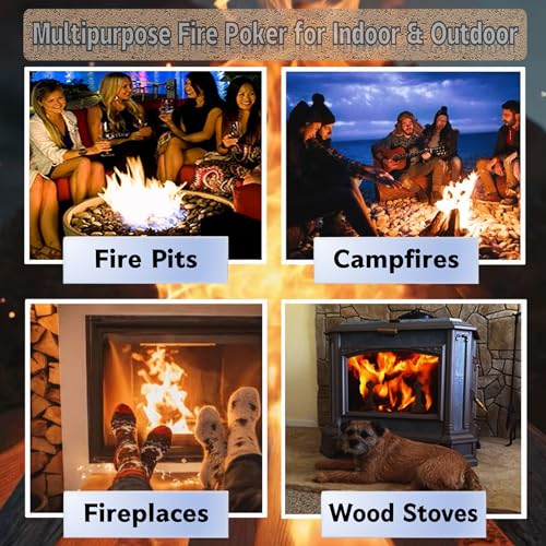 Fire Poker for Fire Pit, Heavy Duty 34-Inch Solid Steel Fireplace Poker, Portable Removable Design Fire Pit Poker Fire Poker for Outdoor Fireplaces Solo Stove Campfires & Indoor Use - Image 5