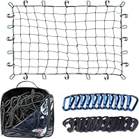 Cargo-Netz für Auto – 90x120 cm, Robustes Bungee-Netz mit 12 Haken & Clips | Inkl. Aufbewahrungstasche | Ideal für kleine & große Lasten (Blau)