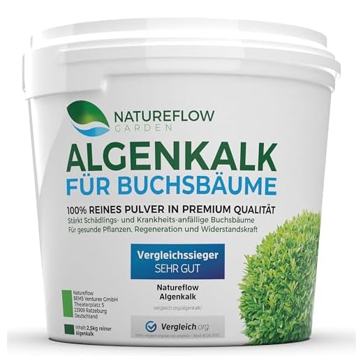 TESTSIEGER Algenkalk Pulver für Buchsbaum – Widerstandskraft und Regeneration für anfällige Buchsbäume (z.B. Buchsbaumzünsler) - Premium-Qualität aus Island von Natureflow Garden (2,5 kg)