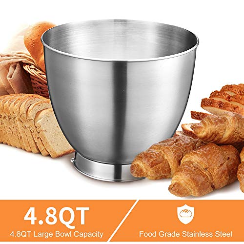 Geek Chef GSM45B Stainless Steel 2.6 Quart Bowl 12 Speed Kitchen Countertop Baking Food Stand Mixer with Beater Paddle, Dough Hook, and Whisk, Black - Thumbnail 6