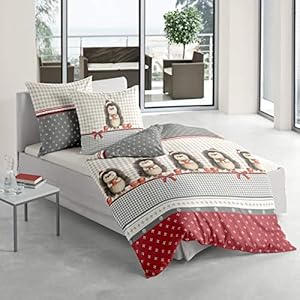 Traumschlaf Biber Bettwäsche Weihnachtsigel 1 Bettbezug 155 x 220 cm + 1 Kissenbezug 80 x 80 cm