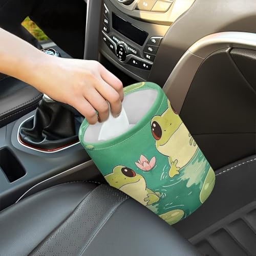 Image of Green Frog Car Trash Bag, Car Trash Can - Cute, Portable, Collapsible for Back Seat, Floor, or Hanging Cars Garbage Accessory