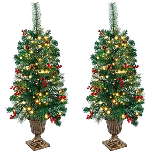 Juegoal 2 Pack Christmas Tree, 3 FT Pre-Lit Artificial Crestwood ...