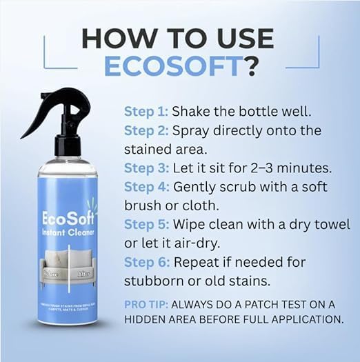 Image of Ecosoft Upholstery Cleaner 500 ml - Powerful, Fast-Acting, and Safe Fabric Stain Remover Spray for Sofas, Chairs, Car Seats, Cushions, Curtains, Mattresses, Fabric Car Interior