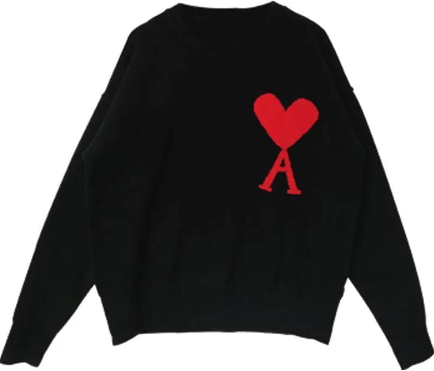 Damen Pullover Herbst Und Winter Pullover Lässig Lose Liebe Paar Baumwolle Pullover, Black, S