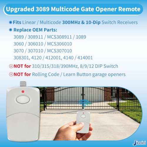 Image of Upgraded for Linear 3089 308911 Multicode Gate Opener Clicker Remote, 2PK