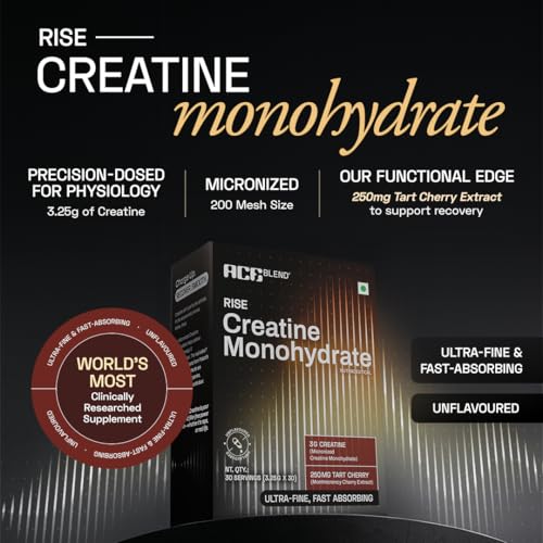 Image of Ace Blend Micronised Creatine Powder 30 Servings | For Strength, Endurance And Recovery | Creatine Monohydrate | Big Muscle Protein Support | Tart Cherry Extract | 97.5 g
