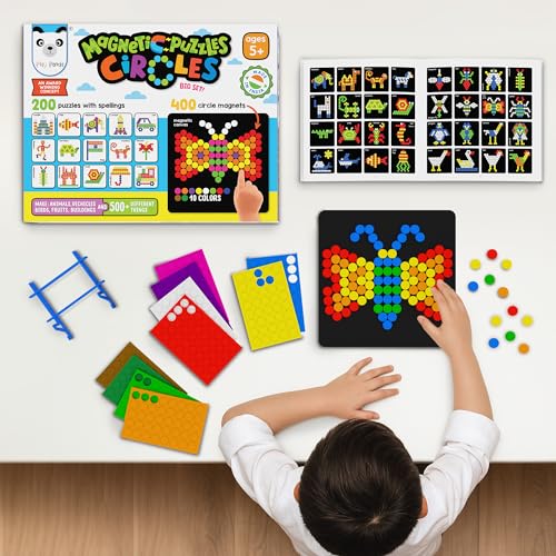 Image of PLAY PANDA Magnetic Puzzle Board with 400 Circle Shapes & Patterns for Kids