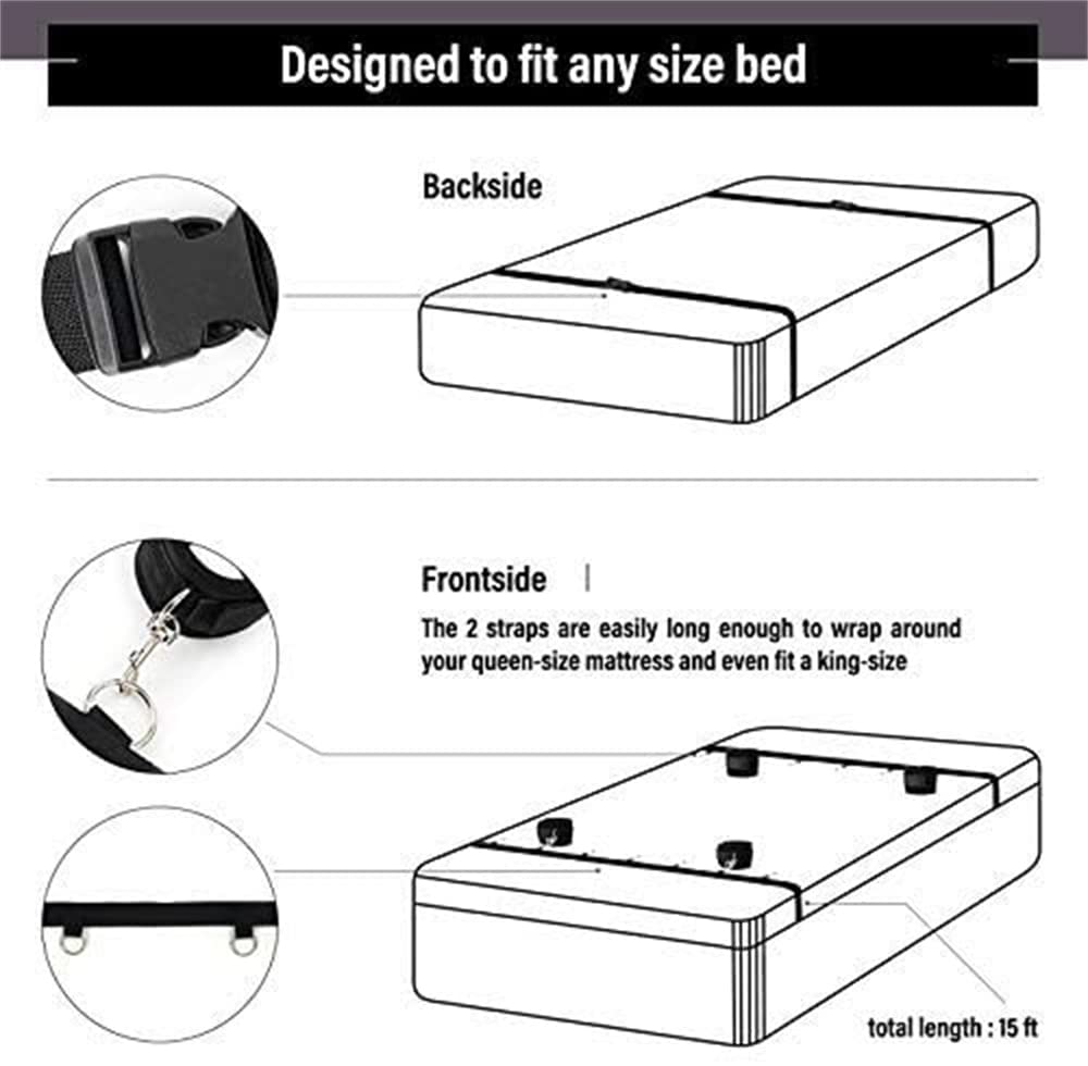 Sangle fixe double sport pour lit violet, sangle extensible à longueur réglable