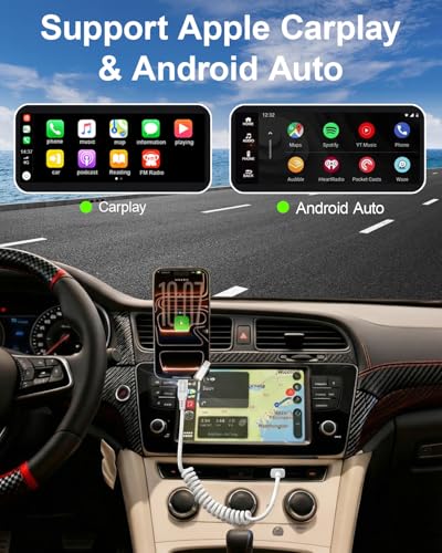Cable USB C y Lightning elástico que evita enredos al conectar Android Auto 2