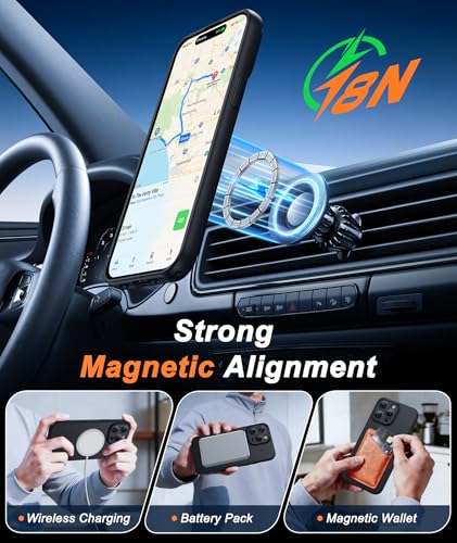Image of FNTCASE for iPhone 14 Pro Max Case Black: [Compatible with Magsafe] Solid Matte 14 Pro Max Magnetic Phone Cover with [Full Camera Protection] [Screen Protector] Military Grade Shockproof Protective