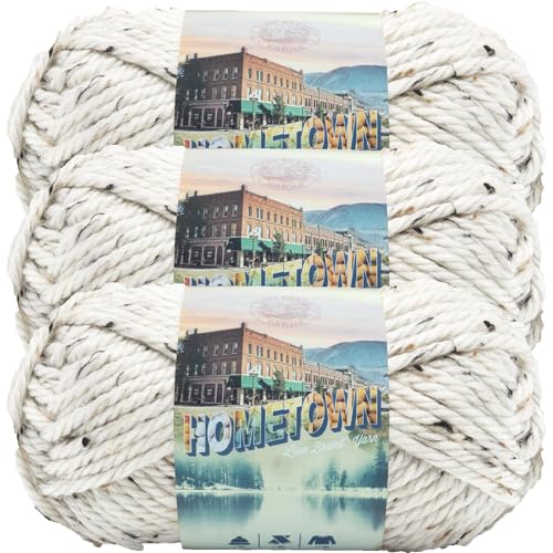 Image of Lion Brand Yarn Hometown Yarn, Super-Bulky Yarn for Knitting, Crocheting, and Crafting, 3 Pack, Aspen Tweed | Super Bulky Acrylic Fiber for Warm Crochet Blankets, Knit Winter Hats, Chunky Cardigans, Soft Scarves, Weaving