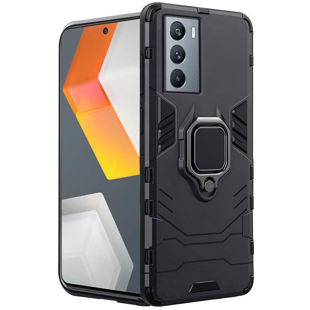 TheGiftKart Tough Armor Bumper Back Case Cover for iQOO 9 SE 5G | Ring Holder & Kickstand in-Built | 360 Degree Protection Back Case Cover for iQOO 9 SE 5G (PC, Polymer | Black) (B09TYQJP7M) Amazon Price History, Amazon Price Tracker