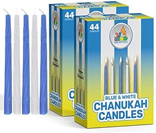 Ner Mitzvah 2-Pack Hanukkah Candles - Blue and White Chanukah Candles - Premium Quality Wax - 44pk. for All 8 Nights of Hanukkah