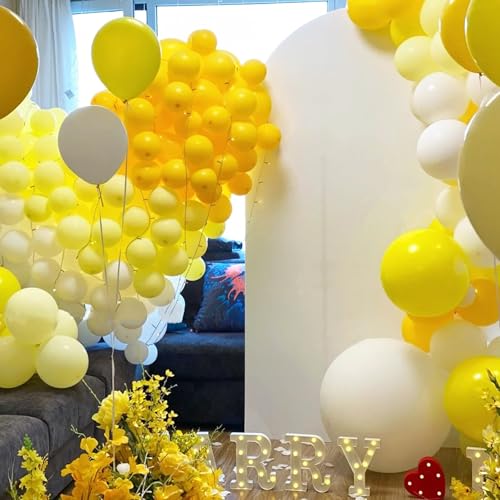 Image of Voircoloria 130pcs Pastel Yellow Balloons Different Sizes 18 inch 12 inch 10 inch 5 inch Light Yellow Latex Balloon Garland Arch Kit for Birthday Baby Shower Graduation Wedding Gender Reveal Party Decorations