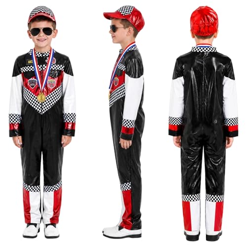 Disfraz Completo de Piloto de Carrera para Niños miniatura 5