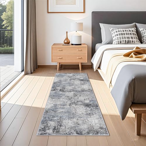 Washable 2x5 Hallway Runner Rug - Runner Rugs Modern Stain Resistant for Home Indoor Mat Rug Runner for Laundry, Bedroom Non Slip Rubber Backing Thin Super Soft Room Decor Floor Carpet 2x5 Blue