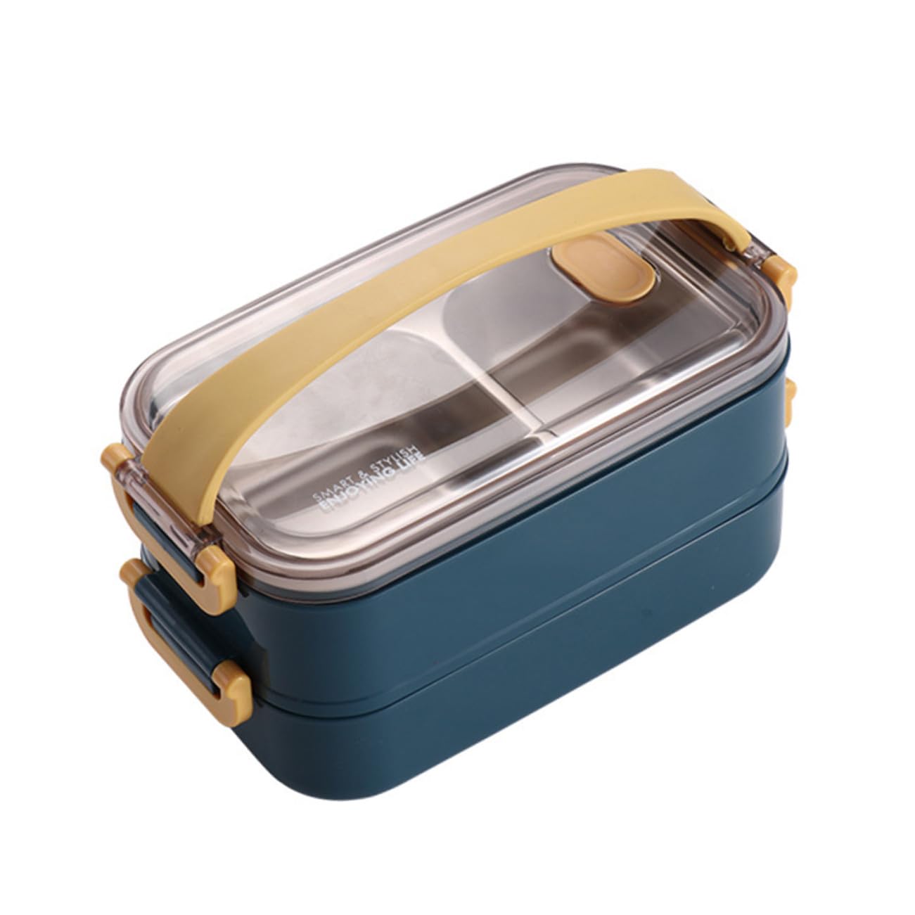 Boîte à Lunch Compartimentée Isotherme 2 Niveaux 304 Acier Inoxydable Bleu Portable pour Bureau et École Conteneur Alimentaire Étanche Pratique