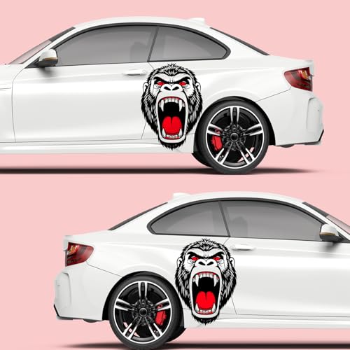 Image of Large Ferocious Gorilla Head Car Decals SUV Side Animal Car Decals for Men Hood Door Car Bed Pickup Vehicle Truck Vinyl Graphic Sticker