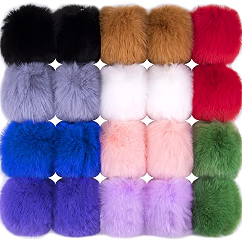 BQTQ 20 Piezas Pompones Artificial Piel Pompon Pompón de Imitación Pompón de Piel Sintética Bola Pompon para Gorros Bolsos Llaveros, 10 Colores Cover