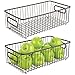 mDesign Metal Farmhouse Kitchen Pantry Food Storage Organizer Basket Bin - Wire Grid Design - for Cabinets, Cupboards, Shelves, Countertops - Holds Potatoes, Onions, Fruit - Large, 2 Pack - Bronze