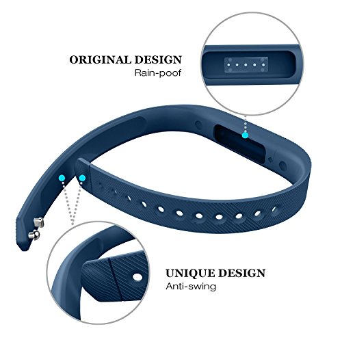 Image of Wristbands for Fitbit Flex 2, Adjustable Classic Soft Silicone Fitness Bracelet Strap Repalcement Accessory Wristband W /Fastener Clasp for Fitbit Flex 2 Fitness Smart Watch Large Navy
