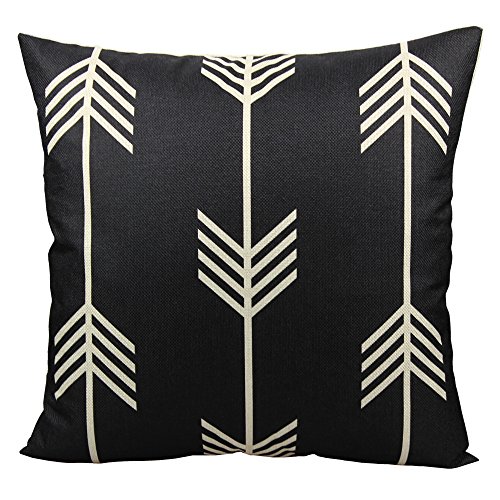 AS Polyester Nordic Style Cotton Linen Pillow Cover Cushion Cover PiIlowcase 18 x18 Inches ,Deer,Elephant,Geometric,Arrow,Black and White
