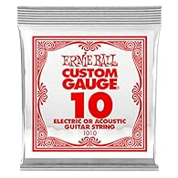 pack of 6 0.010 plain string fits electric or acoustic guitar Made of specially tempered tin plated high carbon steel