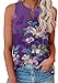 Soesdemo Tank Top for Women Purple Floral Printed Keyhole V Neck Sleeveless Summer Casual Loose Fit Cute Basic Shirt Blouse for Business/Party/gonging Out